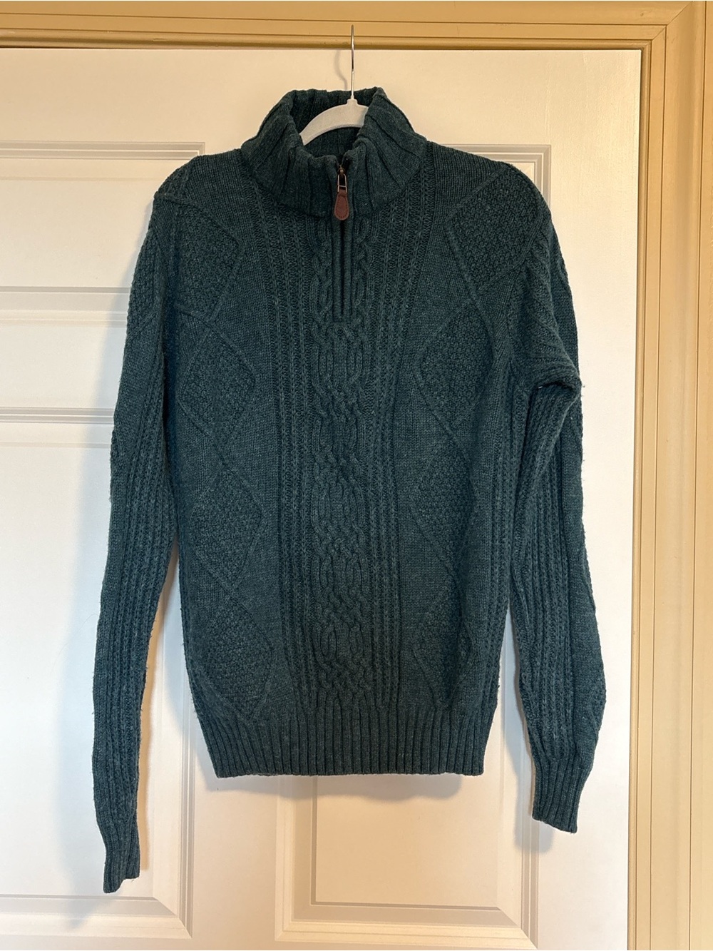 Jos. A. Bank Men’s Dark Teal Cable Knit Half-Zip Sweater